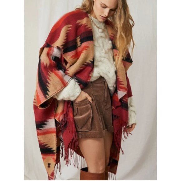 Free People Crossroads Oversized Poncho Size One Size